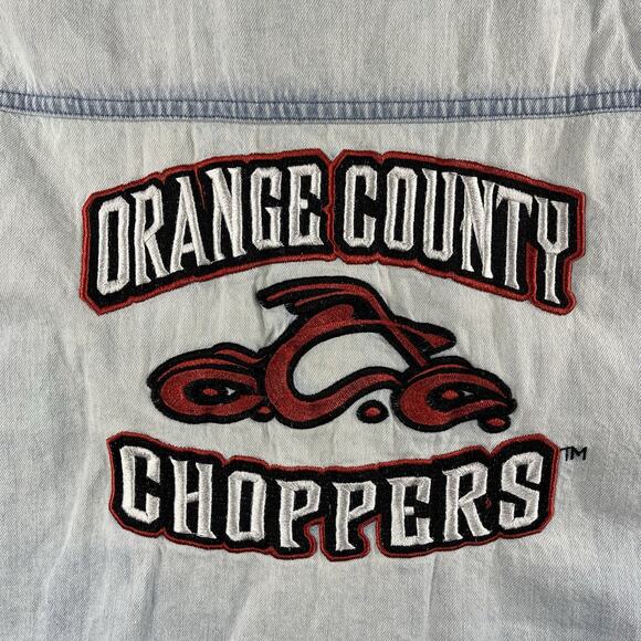 Orange County Choppers Denim Cut Off Vest Mens 2XL Sleeveless Y2K Double Sided - Picture 2 of 12